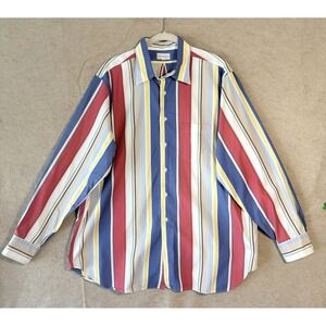 Maus & Hoffman Shirt Mens XL Blue‎ Red Yellow Striped Casual Classic Italy